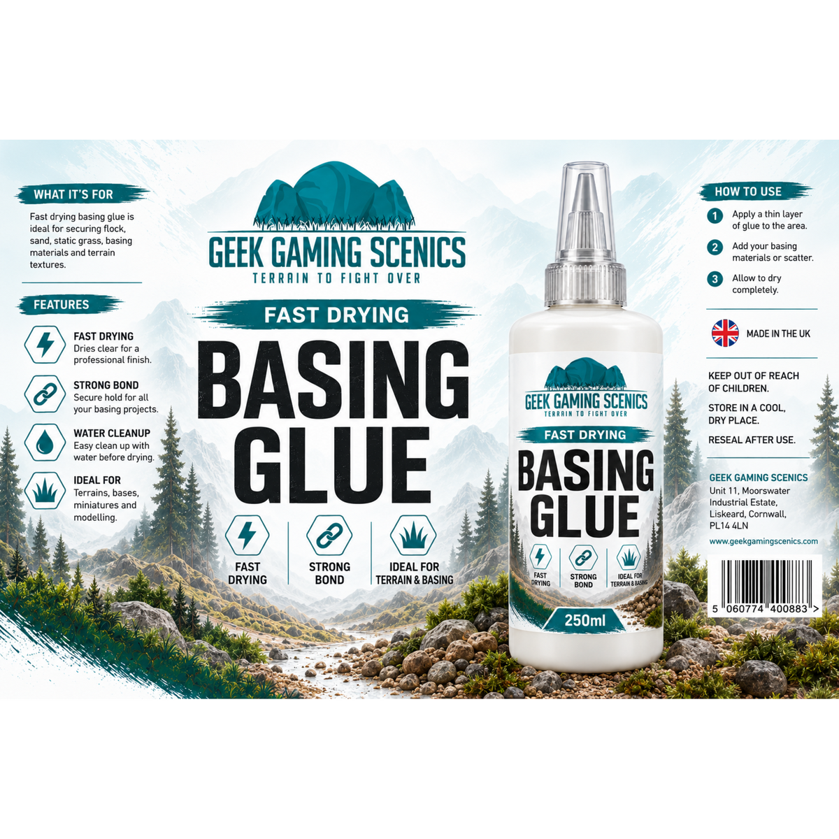 Fast Drying Basing Glue 250ml | Miniature & Model Terrain Glue - Adhesives - Geek Gaming Scenics - Geek Gaming Scenics